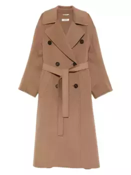 Двубортное пальто с поясом 'S Max Mara, коричневый