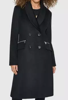 Двубортное пальто с шалевым воротником KARL LAGERFELD PARIS, черный