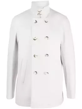 Двубортное пальто с высоким воротником Herno, серый