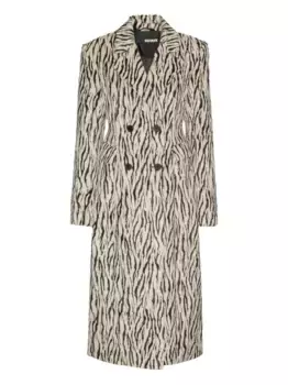 Двубортное пальто с зебровым принтом ROTATE BIRGER CHRISTENSEN, черный