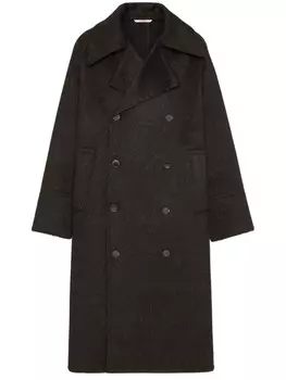 Двубортное пальто Valentino Garavani с начесом, черный