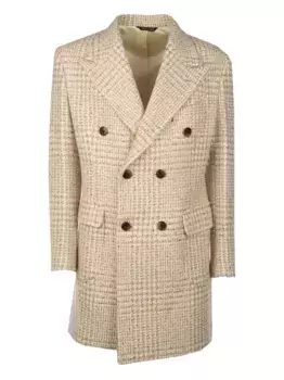 Двубортное пальто в клетку Brian Dales, нейтральный