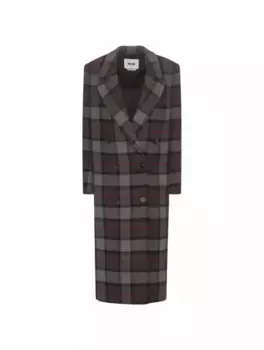 Двубортное пальто в клетку MSGM, мультиколор