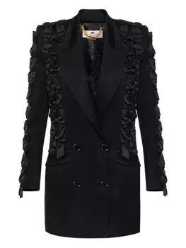 Двубортное платье-блейзер с оборками Elisabetta Franchi, черный