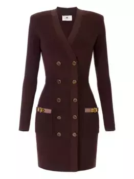 Двубортное платье мини Elisabetta Franchi, коричневый