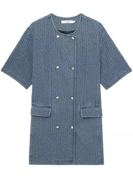 Двубортное платье мини из фактурного денима b+ab, синий