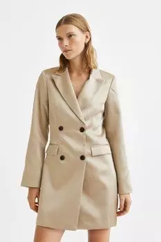 Двубортное платье-пиджак H&amp;M, бежевый
