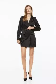 Двубортное платье-пиджак H&amp;M, черный