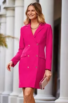 Двубортное платье-пиджак Sosandar, розовый