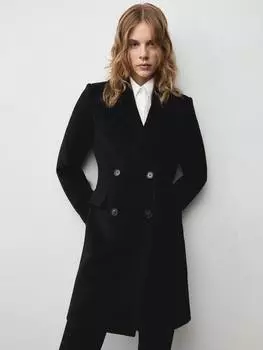 Двубортное полушерстяное пальто dali Mango, черный