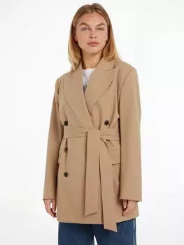 Двубортное полушерстяное пальто Tommy Hilfiger, классический бежевый