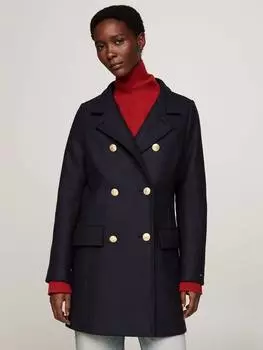 Двубортное приталенное пальто из смесовой шерсти Tommy Hilfiger, цвет Desert Sky
