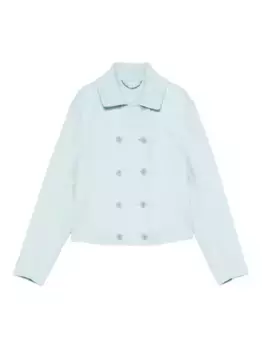 Двубортное шерстяное короткое пальто Ermanno Scervino, синий