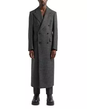Двубортное шерстяное пальто Emporio Armani, серый