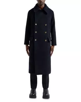 Двубортное шерстяное пальто Emporio Armani, синий