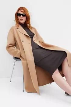 Двубортное шерстяное пальто Gap, оранжевый