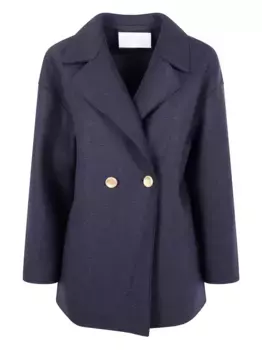 Двубортное шерстяное пальто Harris Wharf London, синий