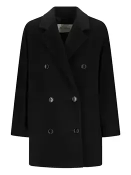 Двубортное шерстяное пальто MAX MARA, черный