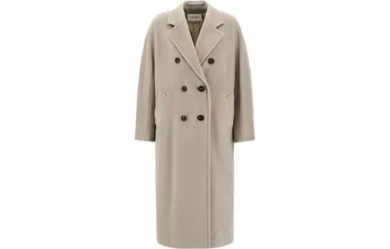 Двубортное шерстяное пальто MaxMara, светло-бежевый