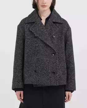 Двубортное шерстяное женское тканевое пальто Replay, черный