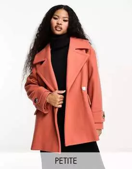 Двубортное свободное пальто кораллового цвета River Island