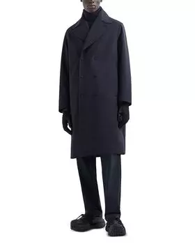 Двубортное тренчкот Emporio Armani, синий