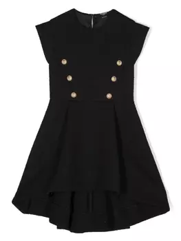 Двубортное твидовое платье Balmain Kids, черный
