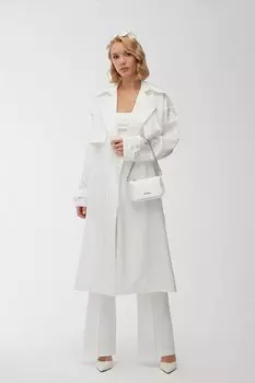 Двубортное вечернее платье из органзы, тренч, экрю Manuka