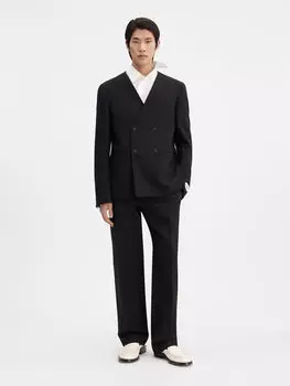Двубортный блейзер без воротника JACQUEMUS The Marino jacket, черный