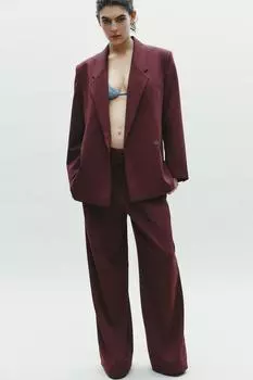 Двубортный блейзер большого размера ZARA, цвет Reddish