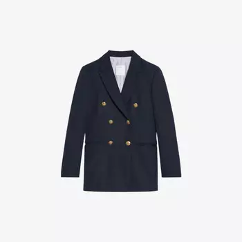 Двубортный блейзер из эластичного крепа Sandro, синий