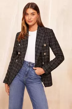 Двубортный блейзер из букле Friends Like These, черный