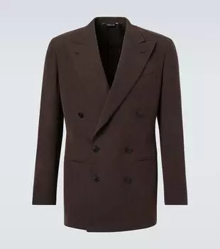 Двубортный блейзер из льняного полотна Saman Amel, коричневый