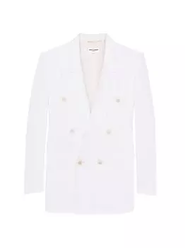 Двубортный блейзер из шелкового атласа Saint Laurent