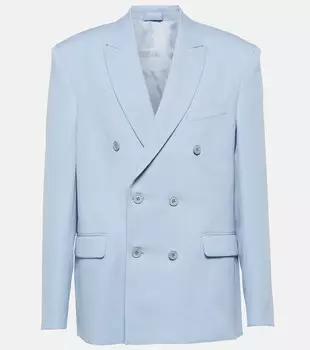 Двубортный блейзер из шерстяного твила WARDROBE.NYC, синий