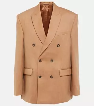 Двубортный блейзер из шерстяной фланели WARDROBE.NYC, коричневый