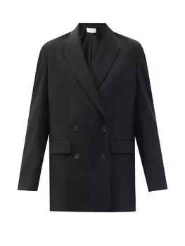 Двубортный блейзер из твила tristana The Row, черный