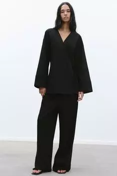 Двубортный блейзер-кимоно ZARA, черный