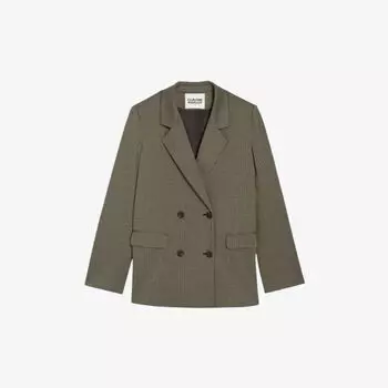 Двубортный блейзер оверсайз с принтом «гусиные зубы» из эластичной ткани Claudie Pierlot, цвет bruns