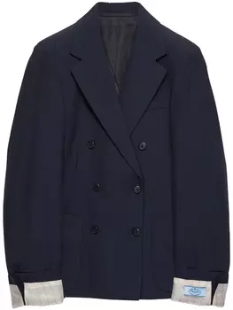 Двубортный блейзер Prada из детеныша мохера, синий