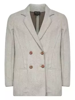 Двубортный блейзер с шевронным узором GIORGIO ARMANI, серый