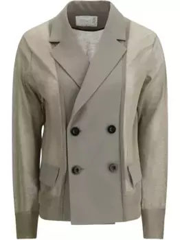Двубортный блейзер SACAI, нейтральный
