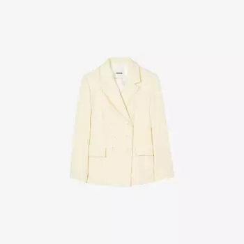 Двубортный блейзер Sandro из льняной смеси, бежевый