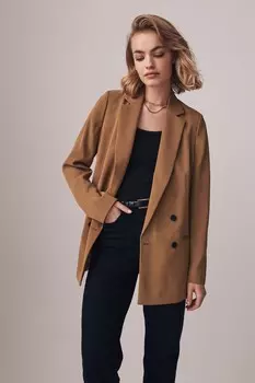 Двубортный блейзер The Set, коричневый