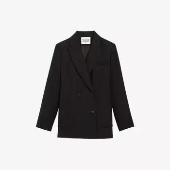 Двубортный блейзер Virginia из эластичной ткани Claudie Pierlot, цвет noir / gris