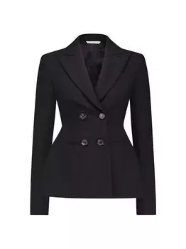 Двубортный блейзер в баскском стиле Marina Moscone, черный