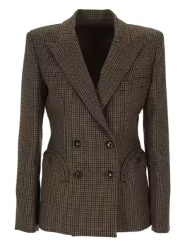 Двубортный блейзер в ломаную клетку Blaz Milano, коричневый