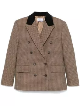 Двубортный блейзер в ломаную клетку Giuseppe Di Morabito, коричневый