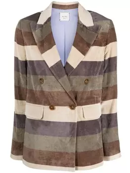 Двубортный блейзер в полоску Alysi, нейтральный цвет