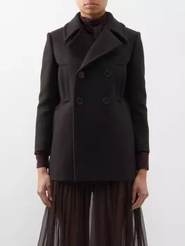 Двубортный бушлат из габардина из смесовой шерсти. Saint Laurent, коричневый